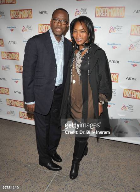 Actor Courtney B. Vance and actress Angela Bassett attend the "Dreamgirls" Opening Night at Ahmanson Theatre on March 2, 2010 in Los Angeles,...