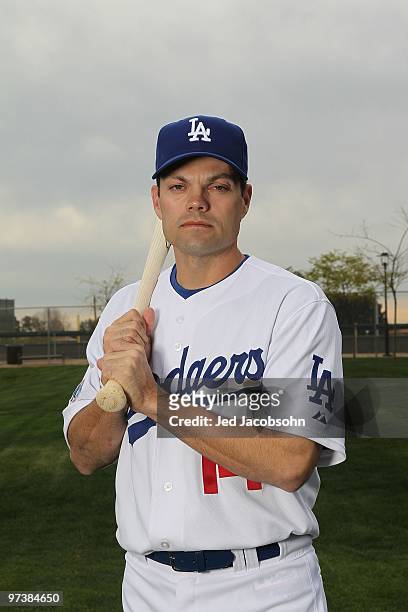 Jamey Carroll of the Los Angeles Dodgers poses during media photo day on February 27, 2010 at the Ballpark at Camelback Ranch, in Glendale, Arizona.