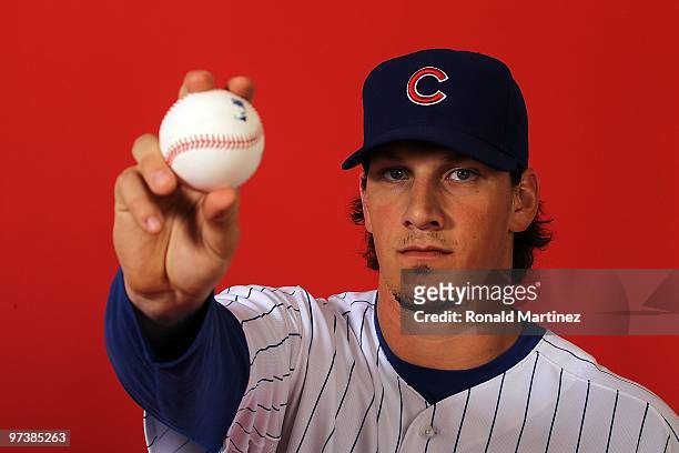Jeff Samardzija of the Chicago Cubs poses for a photo during Spring Training Media Photo Day at Fitch Park on March 1, 2010 in Mesa, Arizona.