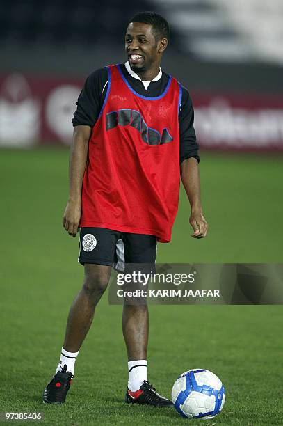 Al-Sadd's player Khalfan Ibrahim attends a training session with his team in Doha on February 22, 2010 in preparation for their AFC Champions League...