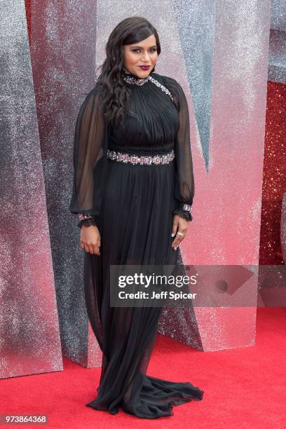 Mindy Kaling attends the 'Ocean's 8' UK Premiere held at Cineworld Leicester Square on June 13, 2018 in London, England.