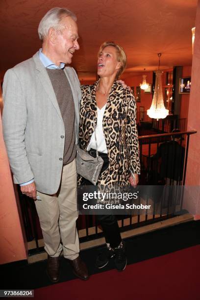 Dirk Galuba and Carin C. Tietze during the 'Mirandolina' premiere at Komoedie Bayerischer Hof on June 13, 2018 in Munich, Germany.