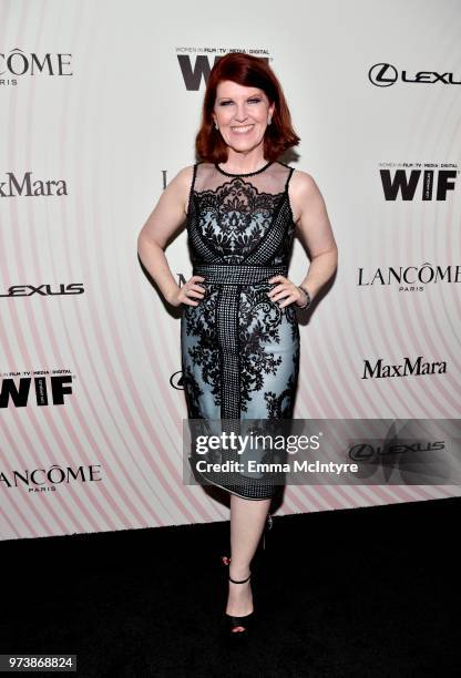 Kate Flannery attends the Women In Film 2018 Crystal + Lucy Awards presented by Max Mara, Lancôme and Lexus at The Beverly Hilton Hotel on June 13,...