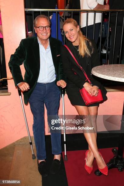 Hendrik teNeues and his girlfriend Jennifer Klaschka during the 'Mirandolina' premiere at Komoedie Bayerischer Hof on June 13, 2018 in Munich,...