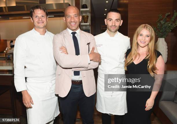 John Gomes and Samantha Sax attend An Evening At One West End With chefs Mario Carbone And Rich Torrisi on June 13, 2018 in New York City.