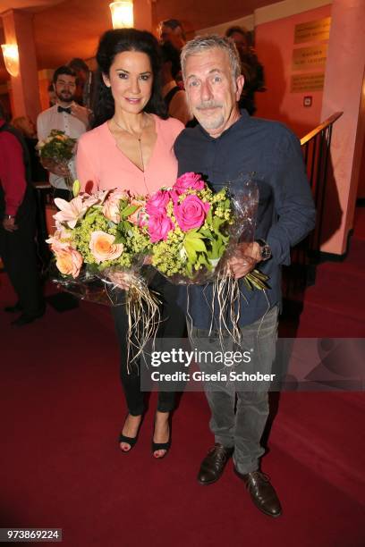 Mariella Ahrens and Michele Oliveri during the 'Mirandolina' premiere at Komoedie Bayerischer Hof on June 13, 2018 in Munich, Germany.