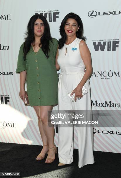 Filmmaker Tara Touzie and US/Iranian actress Shohreh Aghdashloo attend the 2018 Women in Film Crystal + Lucy Awards, at the Beverly Hilton hotel in...