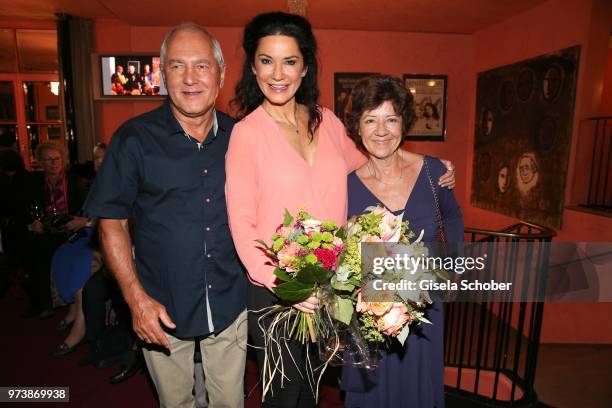 Mariella Ahrens and her father Reinhard Ahrens and her mother Svetla Ahrens during the 'Mirandolina' premiere at Komoedie Bayerischer Hof on June 13,...