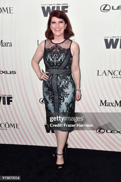 Kate Flannery attends the Women In Film 2018 Crystal + Lucy Awards presented by Max Mara, Lancôme and Lexus at The Beverly Hilton Hotel on June 13,...