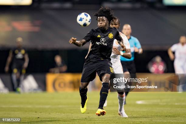 Columbus Crew SC defender Lalas Abubakar stays focused in the MLS regular season game between the Columbus Crew SC and the Atlanta United FC on June...