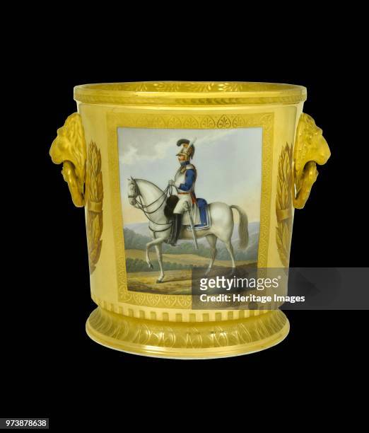 Wine cooler depicting a Dutch cuirassier, 1817-1819. Item in Apsley House, London, from the Duke of Wellington's Prussian Service, made in Berlin in...