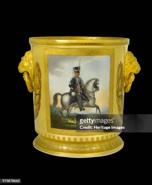 Wine cooler showing a Prussian hussar, 1817-1819. Item in Apsley House, London, from the Duke of Wellington's Prussian Service, made in Berlin in...