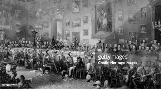 The Banquet after the Battle of Waterloo', circa 1846. View depicting the banquet held at Apsley House, the Duke of Wellington's London home, on 18...