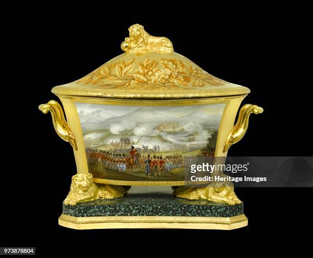 Soup tureen showing the Battle of Toulouse, France, 1814 . Item in Apsley House, London, from the Duke of Wellington's Prussian Service, made in...