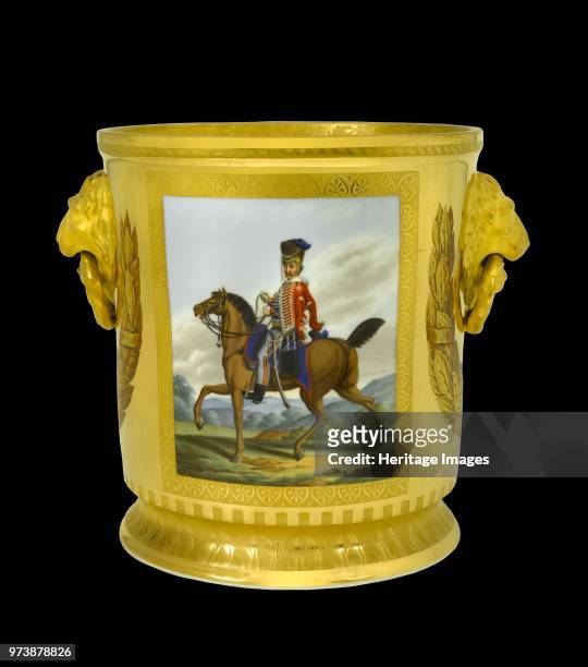 Wine cooler depicting a Hanoverian hussar, 1817-1819. Item in Apsley House, London, from the Duke of Wellington's Prussian Service, made in Berlin in...