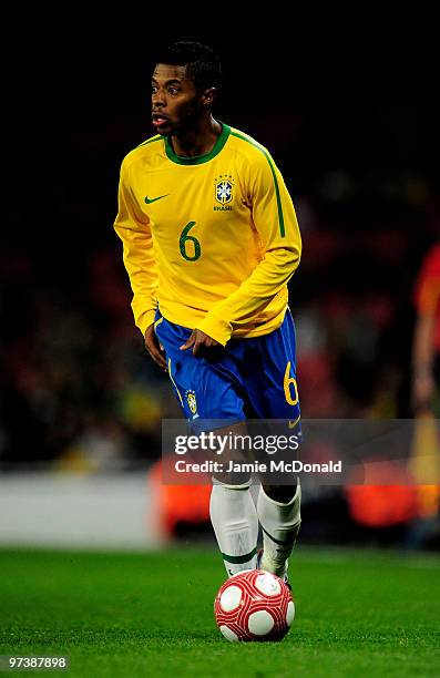 Michel Bastos of Brasil in action during the International Friendly match between Republic of Ireland and Brazil played at Emirates Stadium on March...