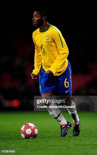 Michel Bastos of Brasil in action during the International Friendly match between Republic of Ireland and Brazil played at Emirates Stadium on March...