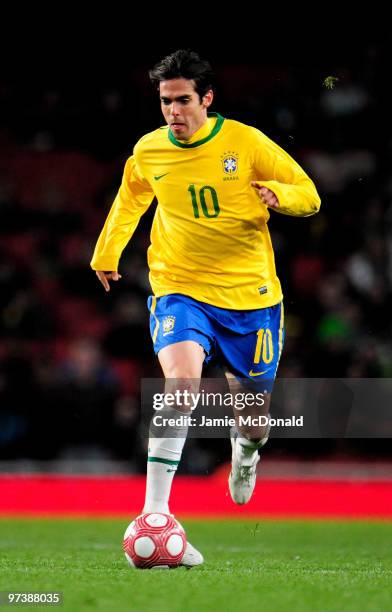 Kaka of Brasil in action during the International Friendly match between Republic of Ireland and Brazil played at Emirates Stadium on March 2, 2010...