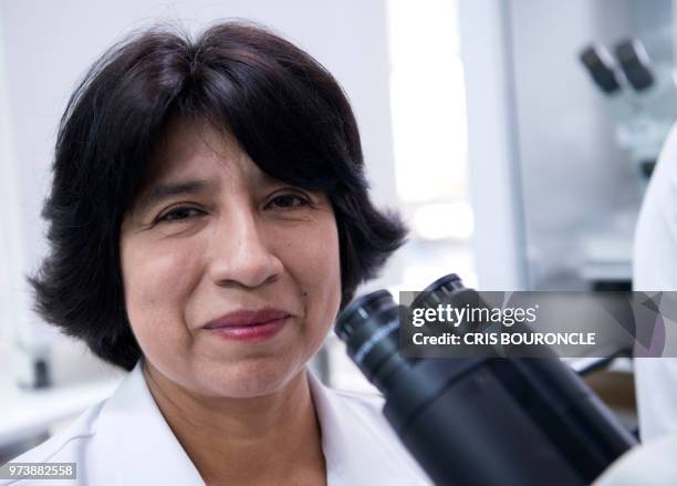 Peruvian scientist Martha Valdivia, a biology professor at the University of San Marcos, works at her lab on the main campus in Lima on June 4, 2018....