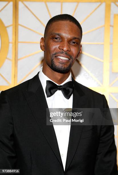 Player Chris Bosh attends the Harvard Business School Club's 3rd Annual Leadership Gala Dinner at the Four Seasons Hotel on June 13, 2018 in...