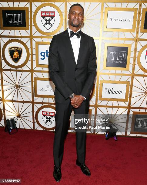 Player Chris Bosh attends the Harvard Business School Club's 3rd Annual Leadership Gala Dinner at the Four Seasons Hotel on June 13, 2018 in...