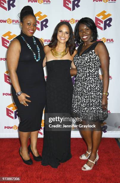 Ijeoma Emeka, Soledad O'Brien and Yetunde Agada attends the PowHERful Benefit Gala on June 13, 2018 at Tribeca Rooftop in New York City.