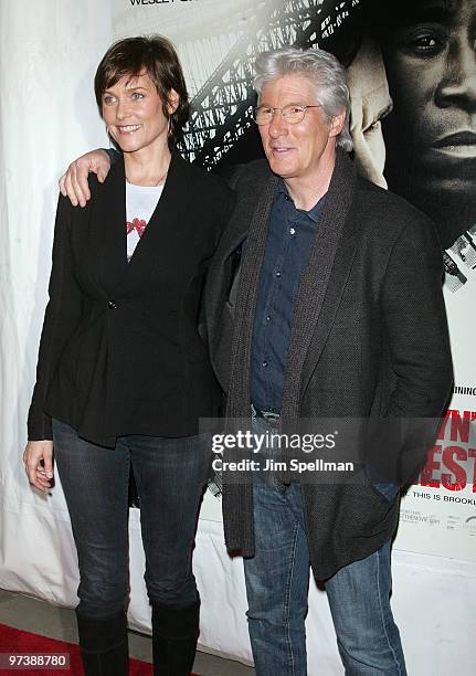 Actors Richard Gere and Carey Lowell attends the premiere of "Brooklyn's Finest" at AMC Loews Lincoln Square 13 theater on March 2, 2010 in New York...