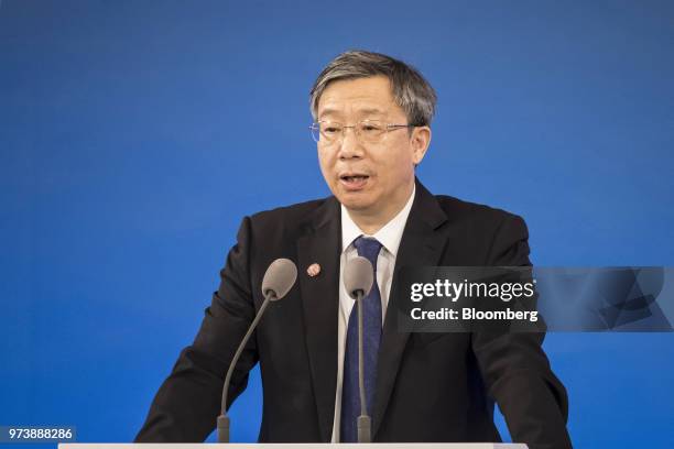 Yi Gang, governor of the People's Bank of China , speaks during the Lujiazui Forum in Shanghai, China, on Thursday, June 14, 2018. China's central...