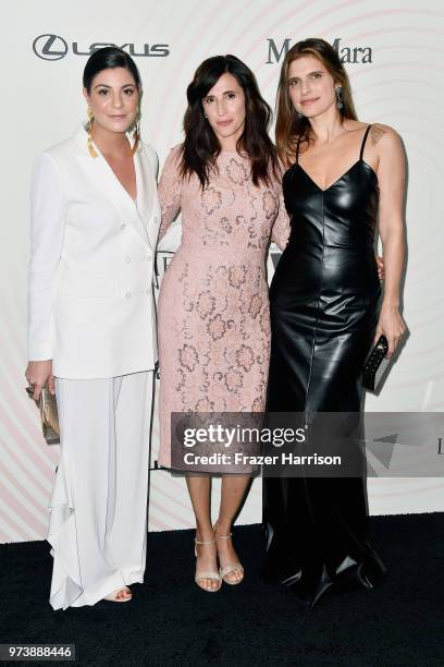 Max Mara Vice President US Retail and Global Brand Ambassador Maria Giulia Maramotti, Michaela Watkins and Lake Bell, wearing Max Mara, attend the...