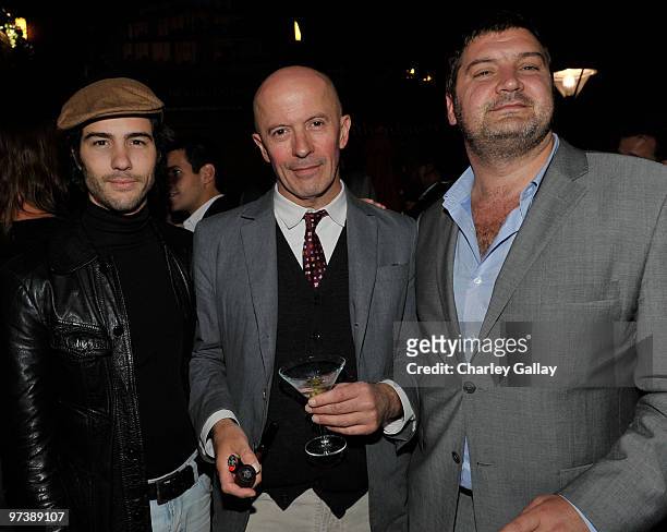 Actor Tahar Rahim, direcctor Jacques Audiard and writer Thomas Bidegain attend the Sony Pictures Classics Dinner held at Michelle�s Brasserie during...