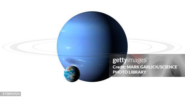 earth compared to neptune, illustration - uranus stock-grafiken, -clipart, -cartoons und -symbole