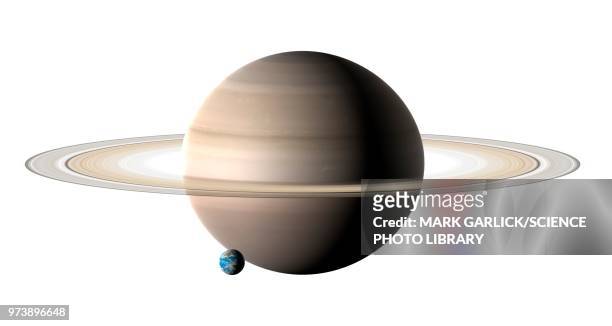 earth compared to saturn, illustration - saturn planet stock illustrations