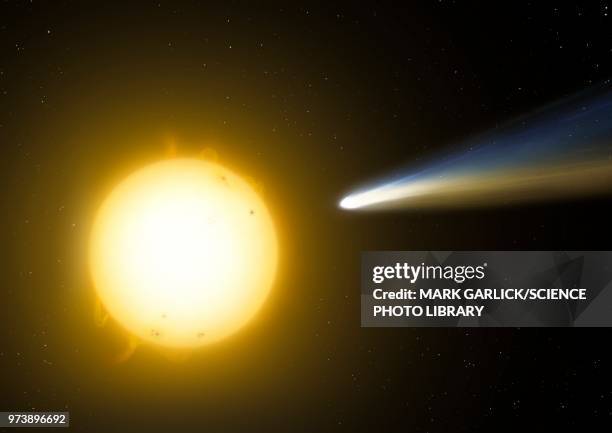 sungrazing comet, illustration - comet stock illustrations