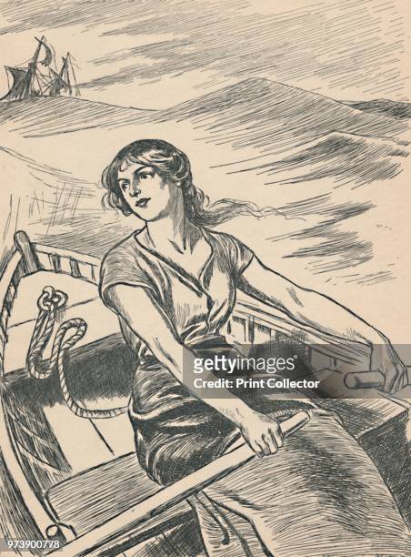 Grace Darling Rows Out To The Wreck', circa 1907. From My Book of True Stories. [Blackie and Son Limited, London] Artist Unknown.