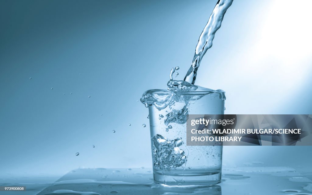 Pouring water into glass