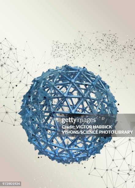 blue buckyball, illustration - buckyball stock illustrations