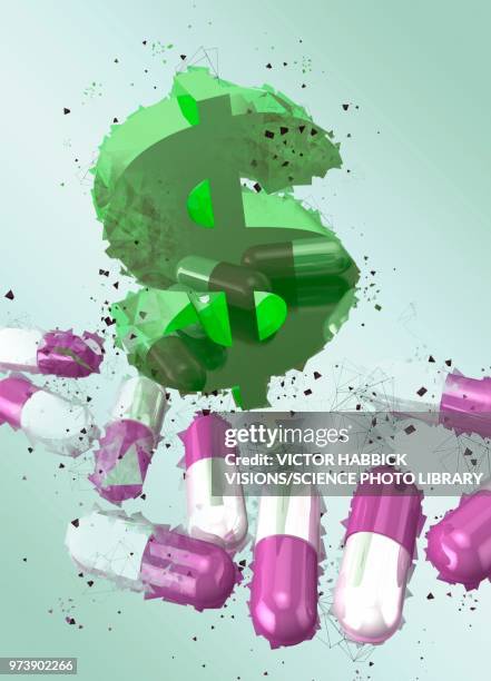 dollar sign and capsules, illustration - victor habbick stock-grafiken, -clipart, -cartoons und -symbole