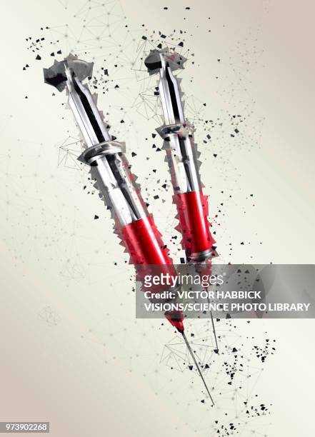 two medical syringes, illustration - victor habbick stock-grafiken, -clipart, -cartoons und -symbole