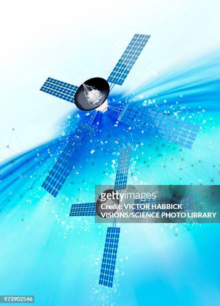 satellites, illustration - victor habbick stock illustrations