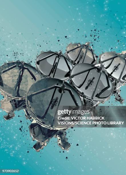 satellite dishes, illustration - victor habbick stock illustrations