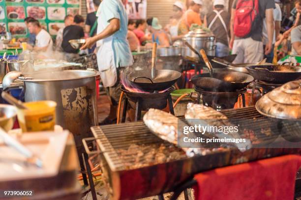 china town yaowarat street in bangkok thailand and traveller enjoy traviling (ed) - traffic jam during chinese new year holiday stock pictures, royalty-free photos & images