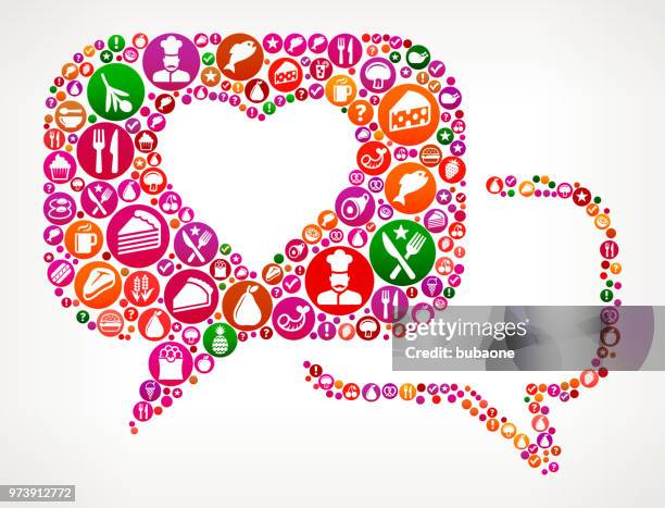 romantic speech bubbles food and diet vector icon background - apple text bubble stock illustrations