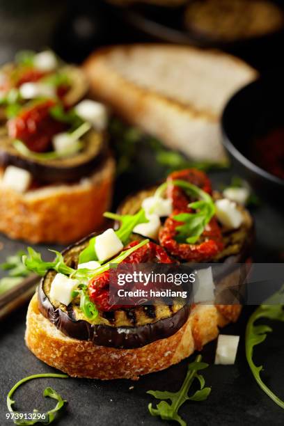 healthy vegetarian bruschetta - haoliang stock pictures, royalty-free photos & images