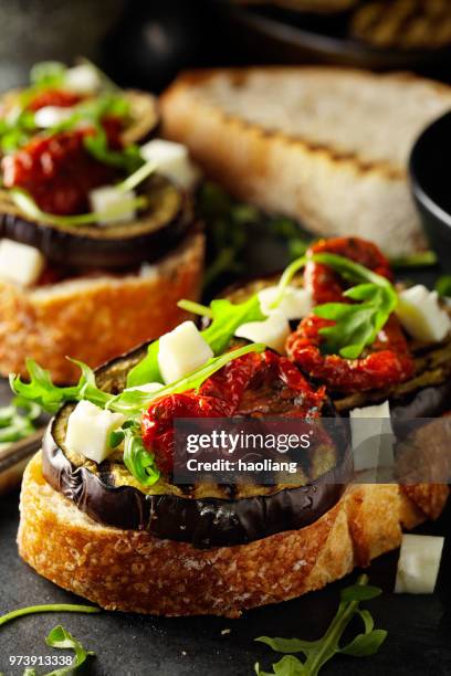 healthy vegetarian bruschetta - haoliang stock pictures, royalty-free photos & images