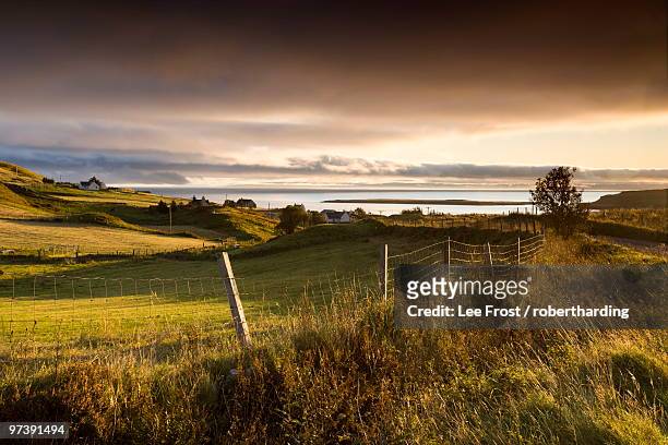 dawn view near staffin, isle of skye, highland, scotland, united kingdom, europe - staffin stock pictures, royalty-free photos & images