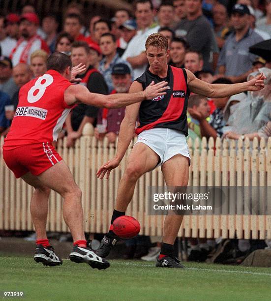 Danny Jacobs of the Essendon Bombers in action during the AFL trial match between the Sydney Swans and the Essendon Bombers at North Sydney Oval,...