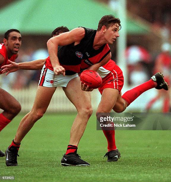 David Hille of the Essendon Bombers in action during the AFL trial match between the Sydney Swans and the Essendon Bombers at North Sydney Oval,...