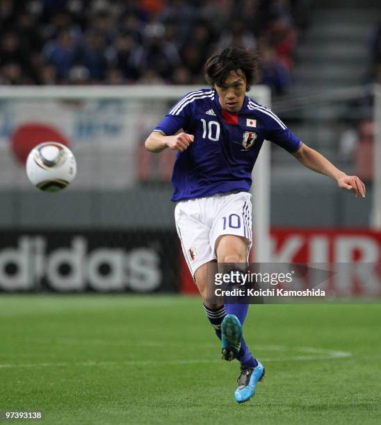 Shunsuke Nakamura of Japan in action during the AFC Asian Cup Qatar 2011 Group A qualifier football match between Japan and Bahrain at Toyota Stadium...