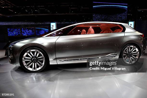 The Subaru Hybrid Tourer concept car is pictured during the second press day at the 80th Geneva International Motor Show on March 3, 2010 in Geneva,...