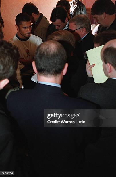 Jason Robinson faces the Press during the England Rugby Union Team Announcement held at Pennyhill Park, Bagshot, Surrey Mandatory Credit: Warren...